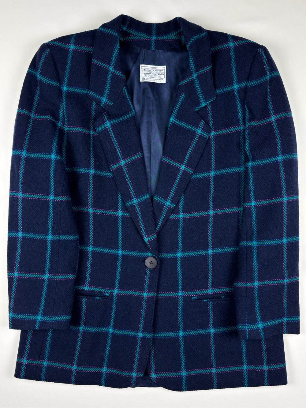 Pendleton Navy Blazer with Teal Windowpane